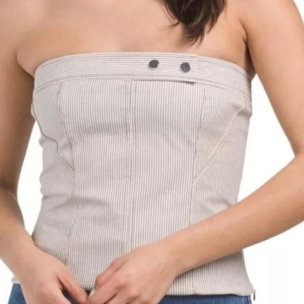 ZARA PINSTRIPE STRAPLESS TOP